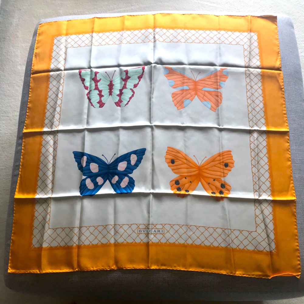 Vintage Silk Bvlgari butterfly scarf